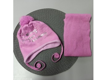 Набір для дівчинки шапка + шарф рожевий (785/3)